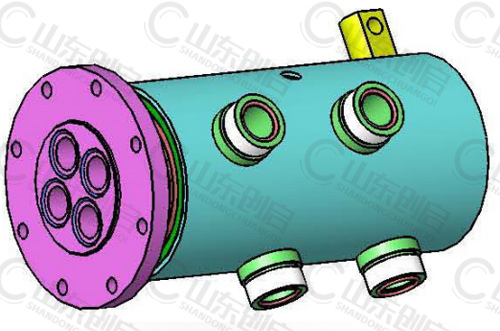 Y4X32型通氣四通路旋轉接頭三維立體圖