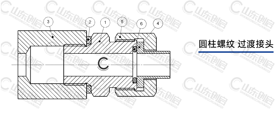 圓柱螺紋過(guò)渡接頭安裝示例圖